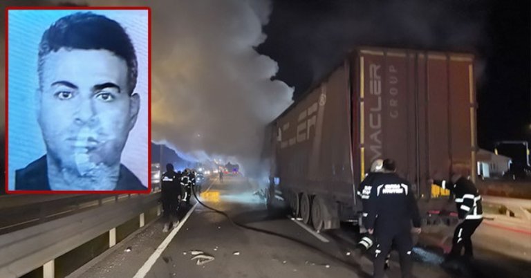 TIR alev aldı araçta sıkışan sürücü öldü