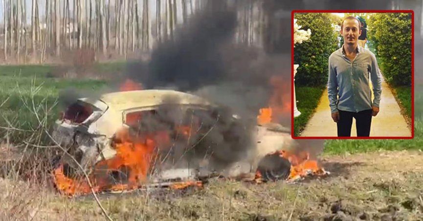 Otomobilini yakıp, son anda kendisini dışarı atan sürücü öldü