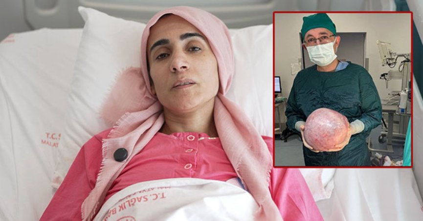 Karın ağrısı olan hastadan 7 kiloluk tümör çıktı