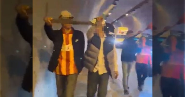 2 maganda taraftar döner bıçağıyla kutlamalara katıldı