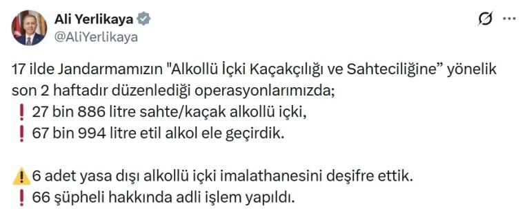 17 İlde Kaçak İçki Operasyonu: 66 Şüpheliye İşlem