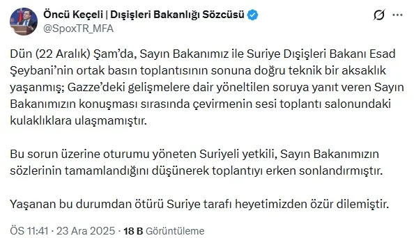 Şam'daki Toplantı Teknik Sorun Nedeniyle Erken Bitti