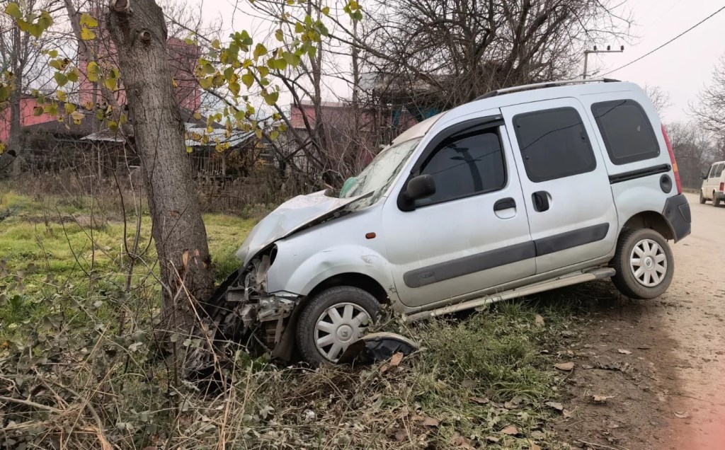 İnegöl'de Ağaca Çarpan Araçta Anne ve Kızı Yaralandı