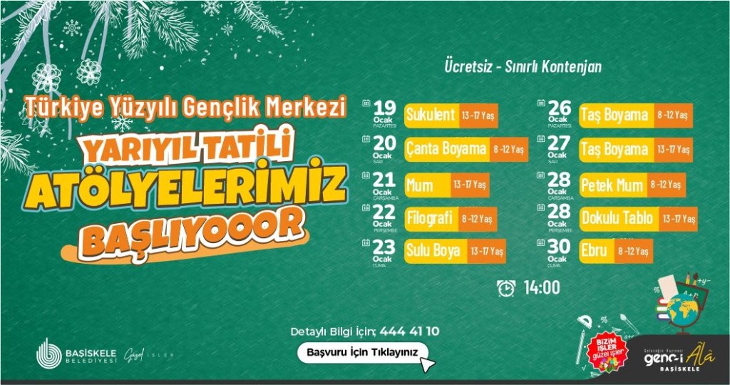 Başiskele’de Yarıyıl Tatili Atölyeleri Başlıyor!