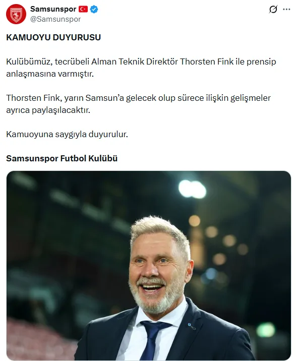 Samsunspor Yeni Teknik Direktörünü Açıkladı