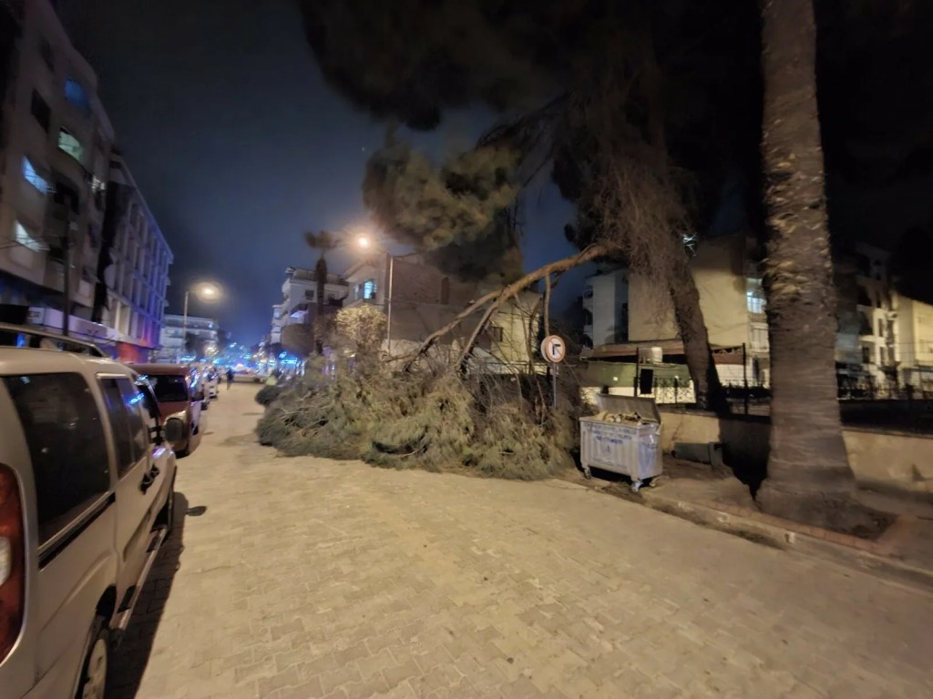 Manisa'da Şiddetli Rüzgar: Minare Külahı Uçtu, Ağaçlar Devrildi