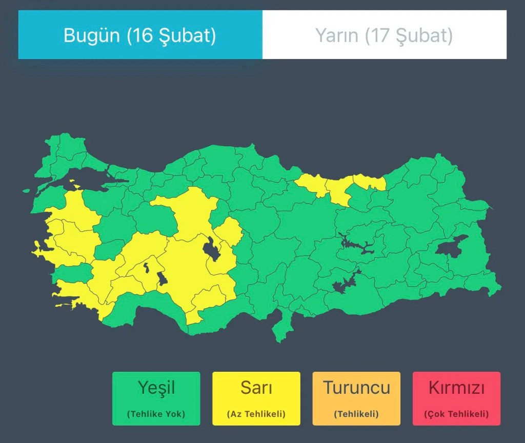 İçişleri Bakanlığı'ndan Sağanak ve Fırtına Uyarısı