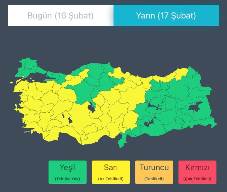 İçişleri Bakanlığı'ndan Sağanak ve Fırtına Uyarısı