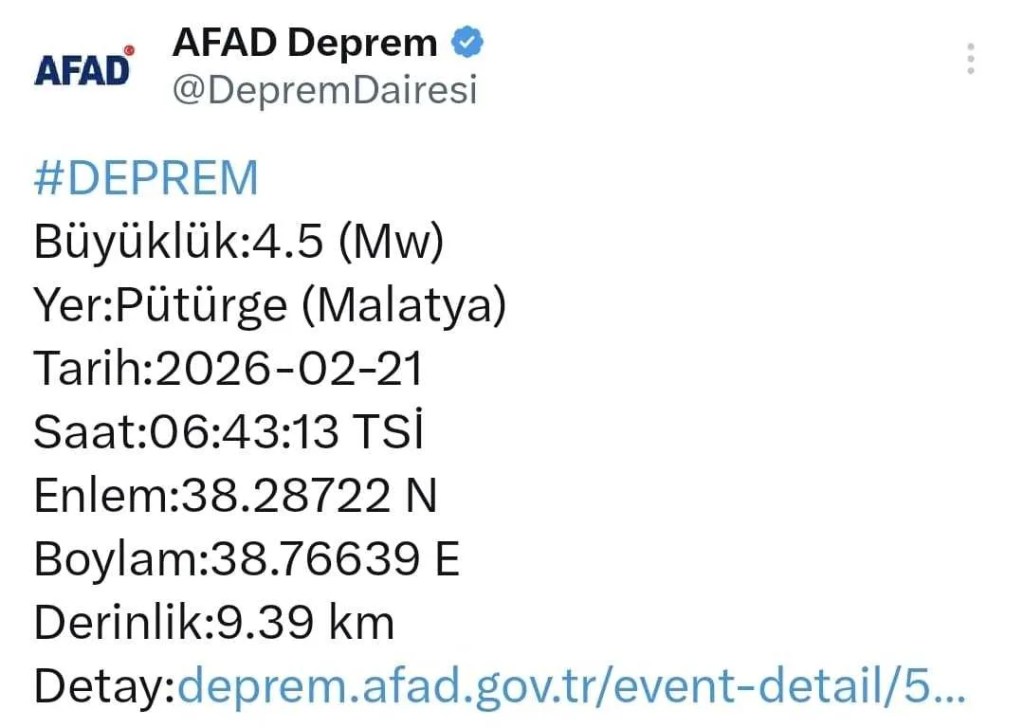 Malatya'da Deprem Korkuttu: 4.5 Büyüklüğünde Sarsıntı