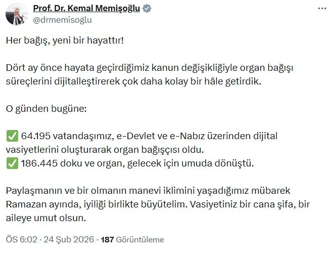 E-Devlet ve E-Nabız Üzerinden Organ Bağışı Artıyor
