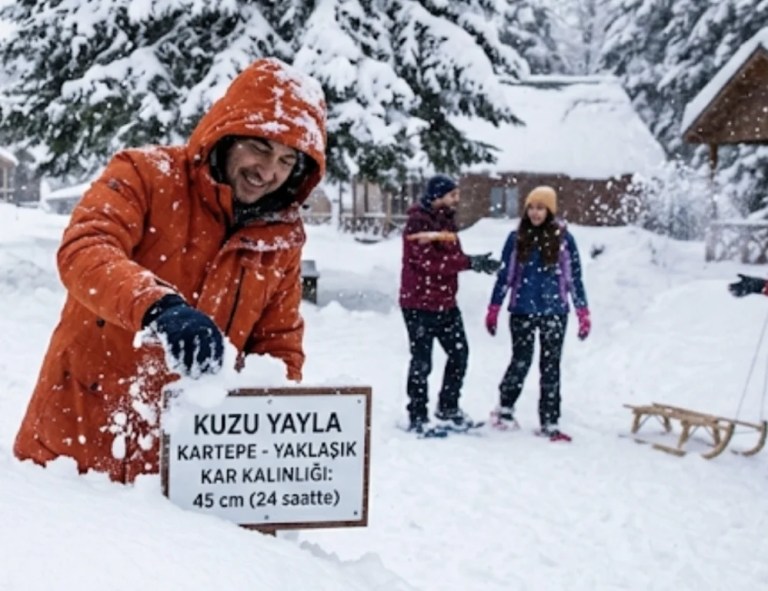 Kartepe Kuzu Yayla’da kar kalınlığı 45 santime ulaştı!