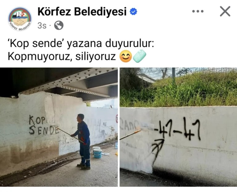 Körfez Belediyesi’nden Duvar Yazısına Esprili Yanıt