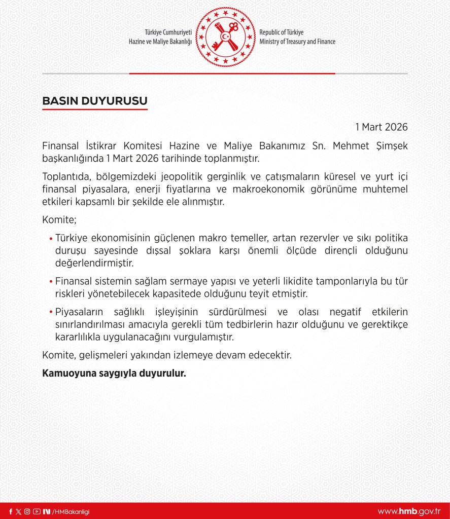 Finansal İstikrar Komitesi Toplandı: Ekonomik Direnç Güçleniyor