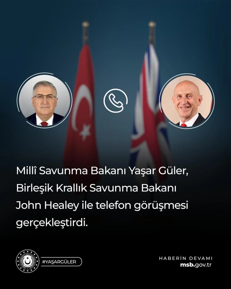 Bakan Güler ve İngiliz Mevkidaşı Telefonda Görüştü