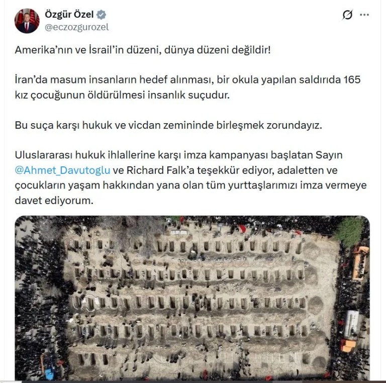 Özgür Özel: Dünya Düzeni Amerika ve İsrail'e Ait Değil