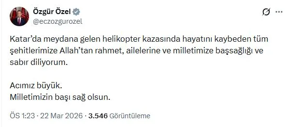 Siyasilerden Helikopter Kazası Şehitleri İçin Taziye Mesajları
