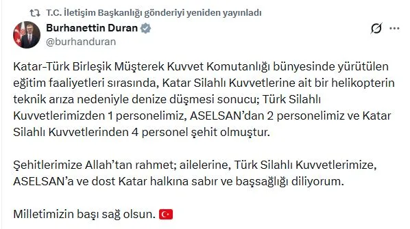 Siyasilerden Helikopter Kazası Şehitleri İçin Taziye Mesajları