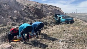 Nevşehir'de Şarampole Devrilen Araçta Sürücü Yaralandı
