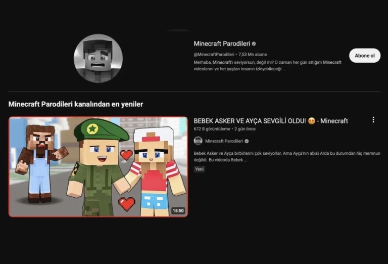 Minecraft Parodileri kanalına erişim engeli