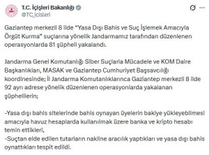 Gaziantep Merkezli Operasyonda 81 Kişi Gözaltında