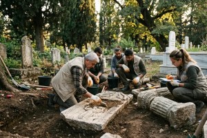 Körfez’deki mezarlıkta tarihi eserler bulundu