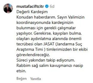 Bakan Çiftçi, kayıp Uğur için harekete geçti