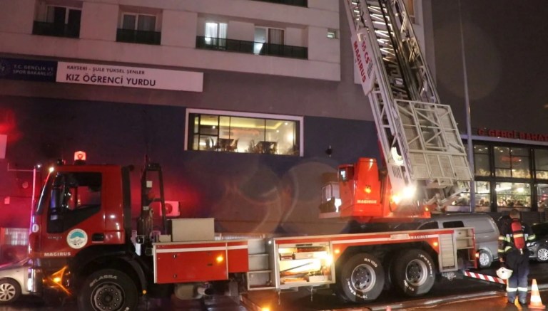 Kayseri’de öğrenci yurdunda yangın hızla söndürüldü