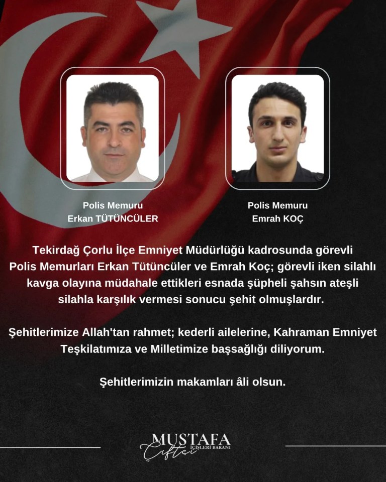 Tekirdağ'da polislere saldırı: 2 şehit!