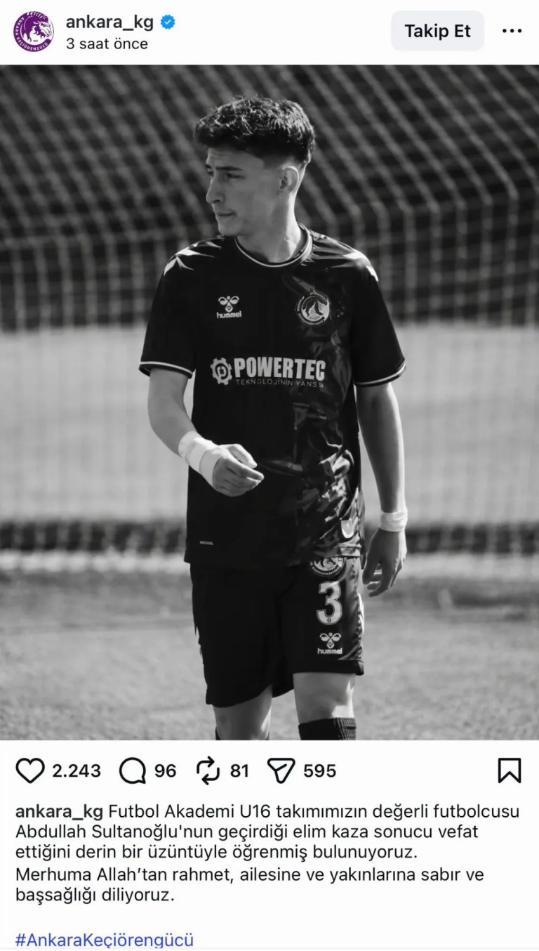 Genç futbolcu Abdullah kazada yaşamını yitirdi!