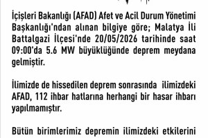 Malatya’da 5.6 Büyüklüğünde Deprem!