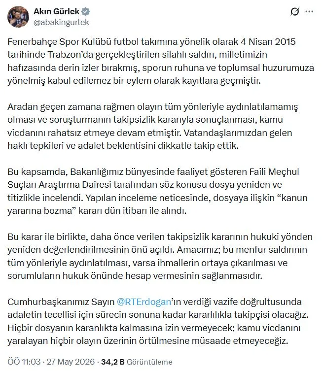 Fenerbahçe kafilesine saldırı dosyası yeniden inceleniyor
